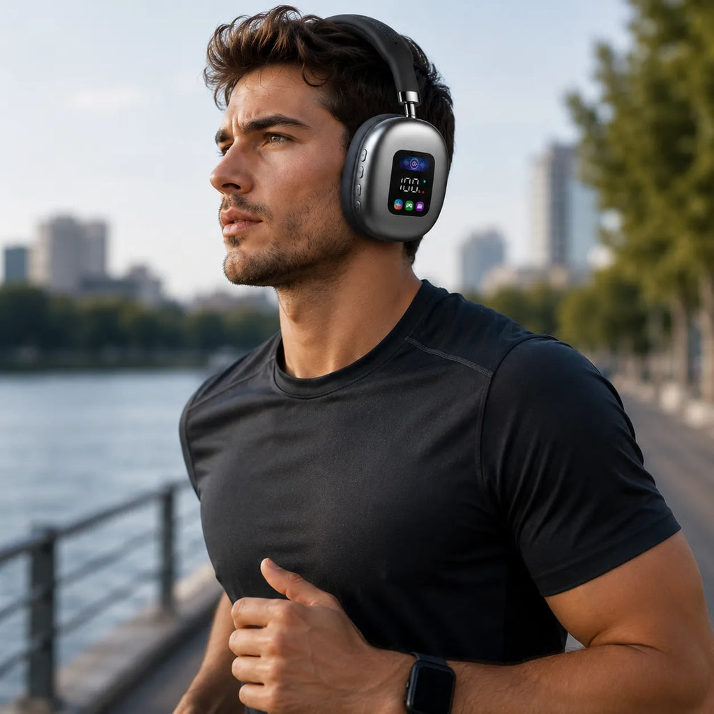 Cuffie Bluetooth Wireless 5.4 con Display Integrato – Audio Hi-Fi Stereo, Bluetooth 5.4, Microfono, Over-Ear