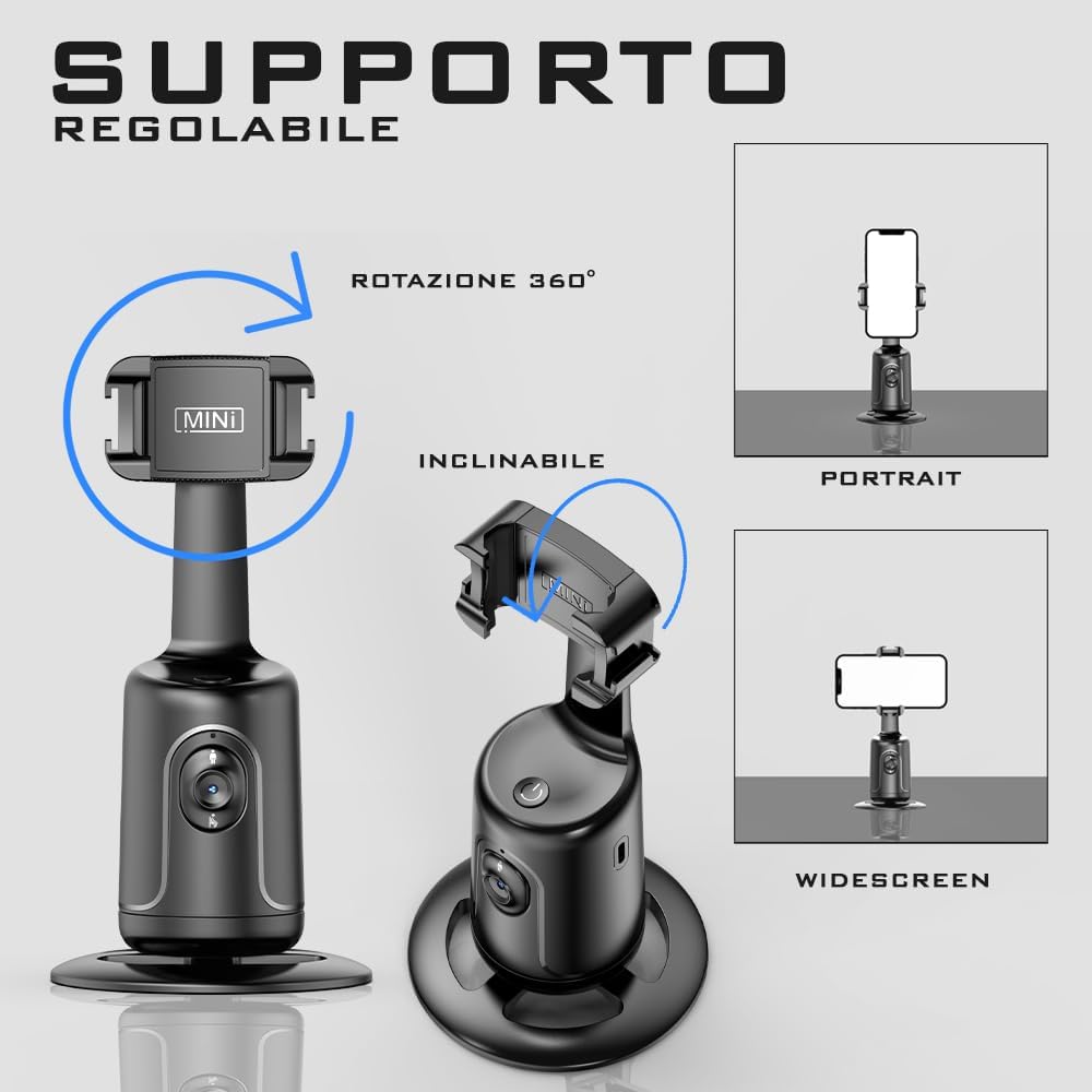 Stabilizzatore Smartphone P01 PRO - Rotazione 360°, Tracciamento Facciale AI e Controllo Gestuale