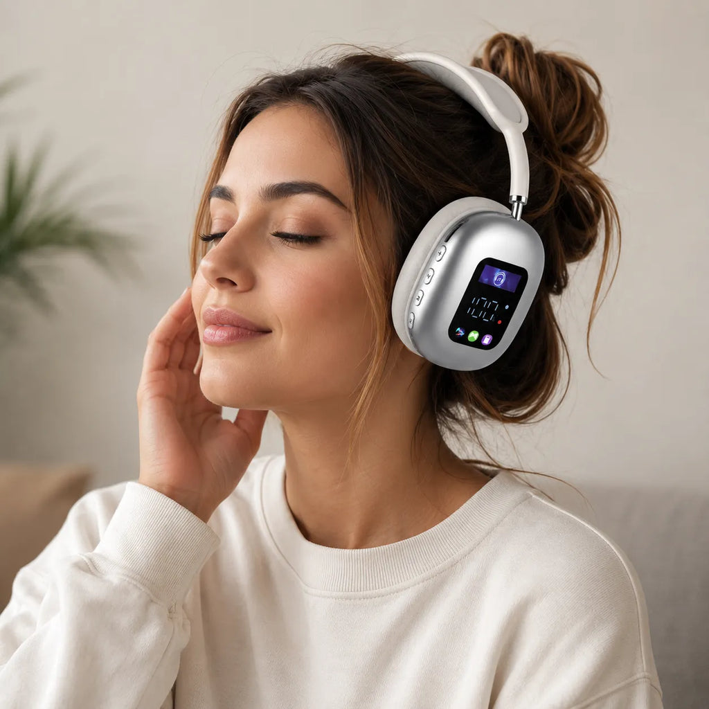 Cuffie Bluetooth Wireless 5.4 con Display Integrato – Audio Hi-Fi Stereo, Bluetooth 5.4, Microfono, Over-Ear