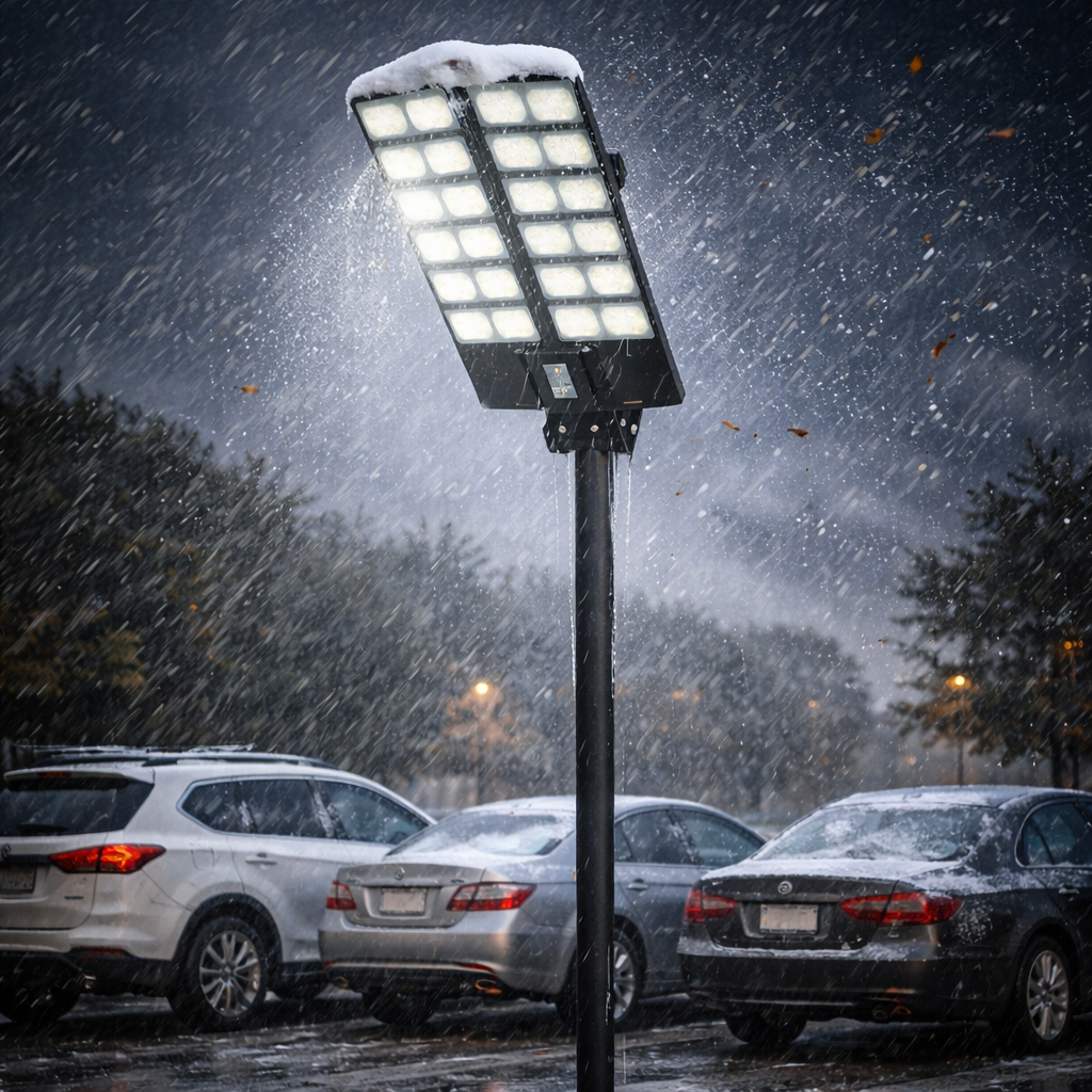 Lampione Solare LED 1800W Pro – Faro Stradale da Esterno con Sensore e Telecomando
