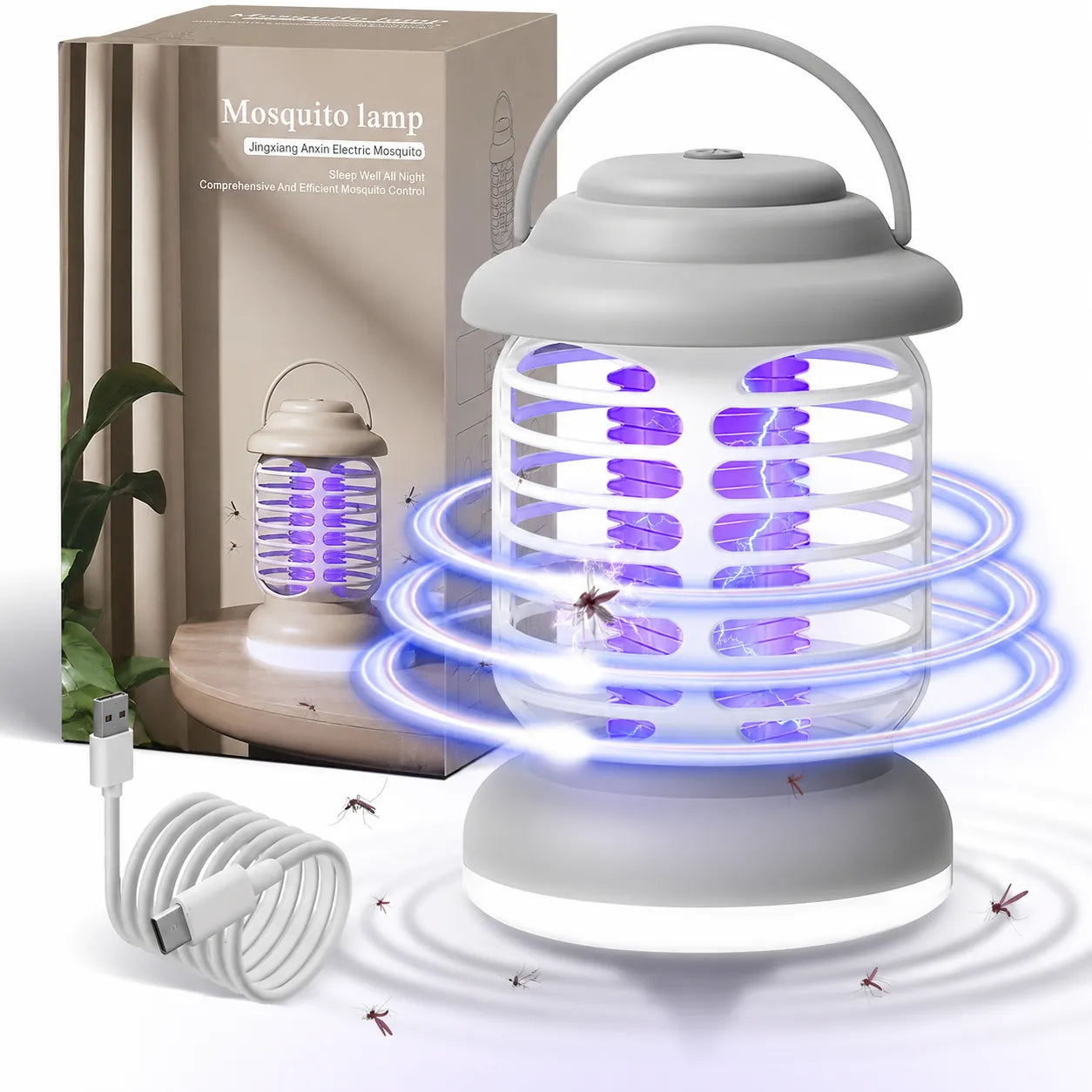 Lampada Antizanzare UV 3000V – Killer Insetti Elettrico a 3 Modalità di Luce