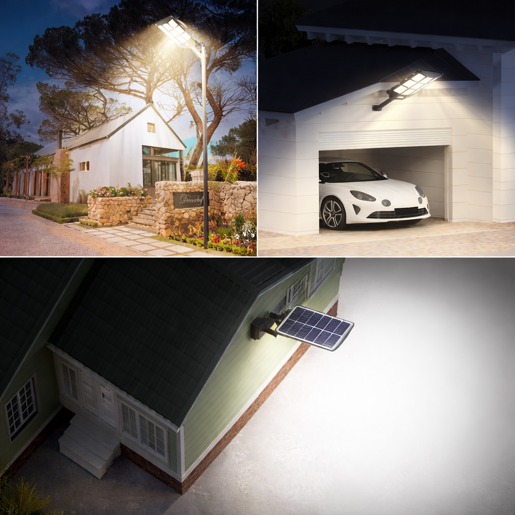 Lampione Solare LED 1800W Pro – Faro Stradale da Esterno con Sensore e Telecomando