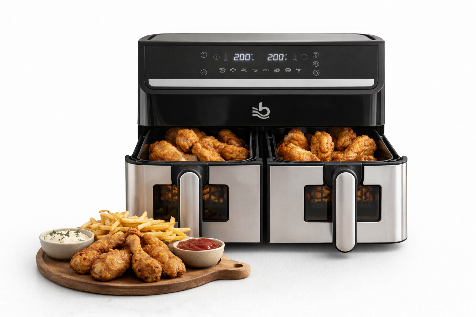 Air Fryer Dual Zone 15L – Friggitrice ad Aria a Doppio Cestello 2000W