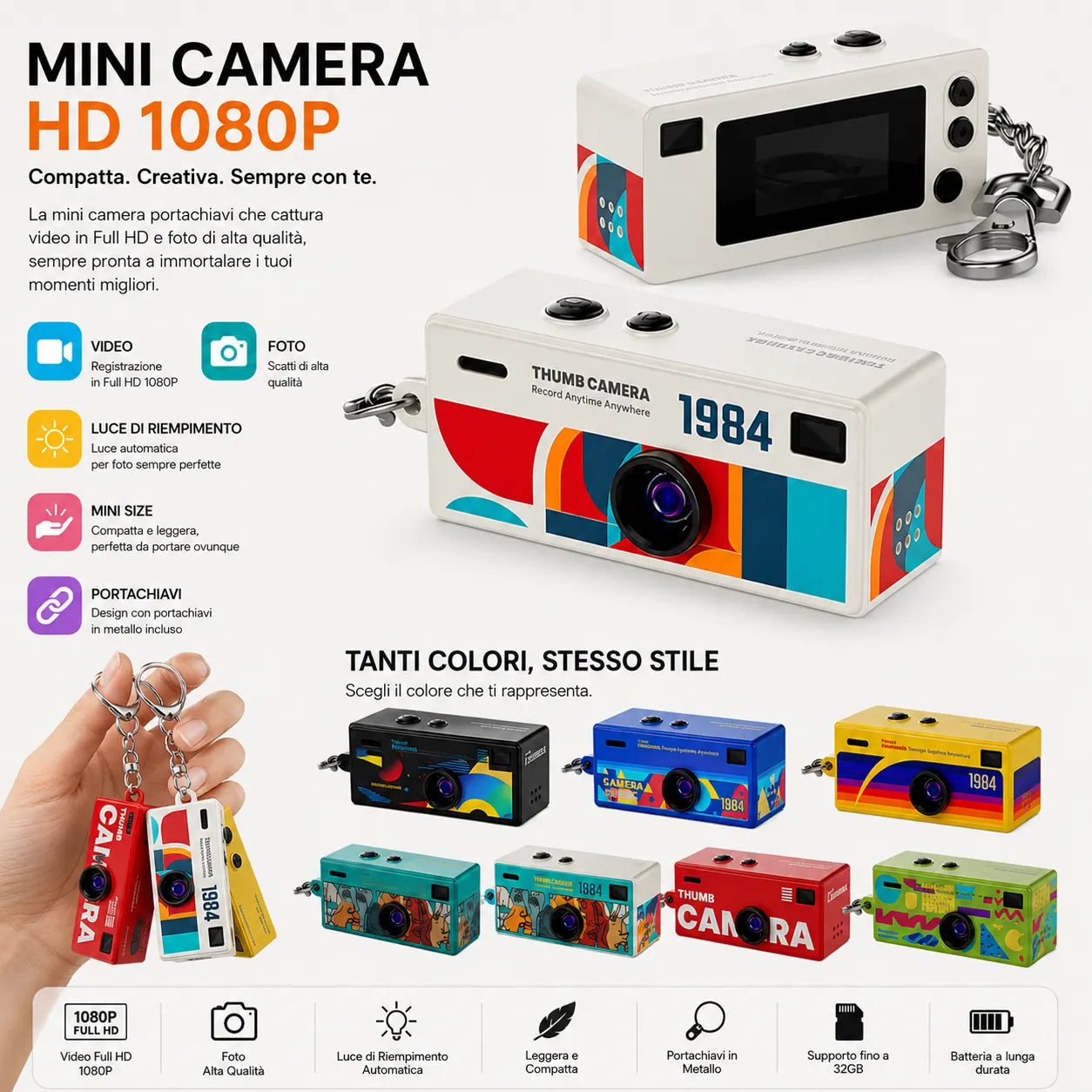 Mini Fotocamera Portatile Full HD con Schermo