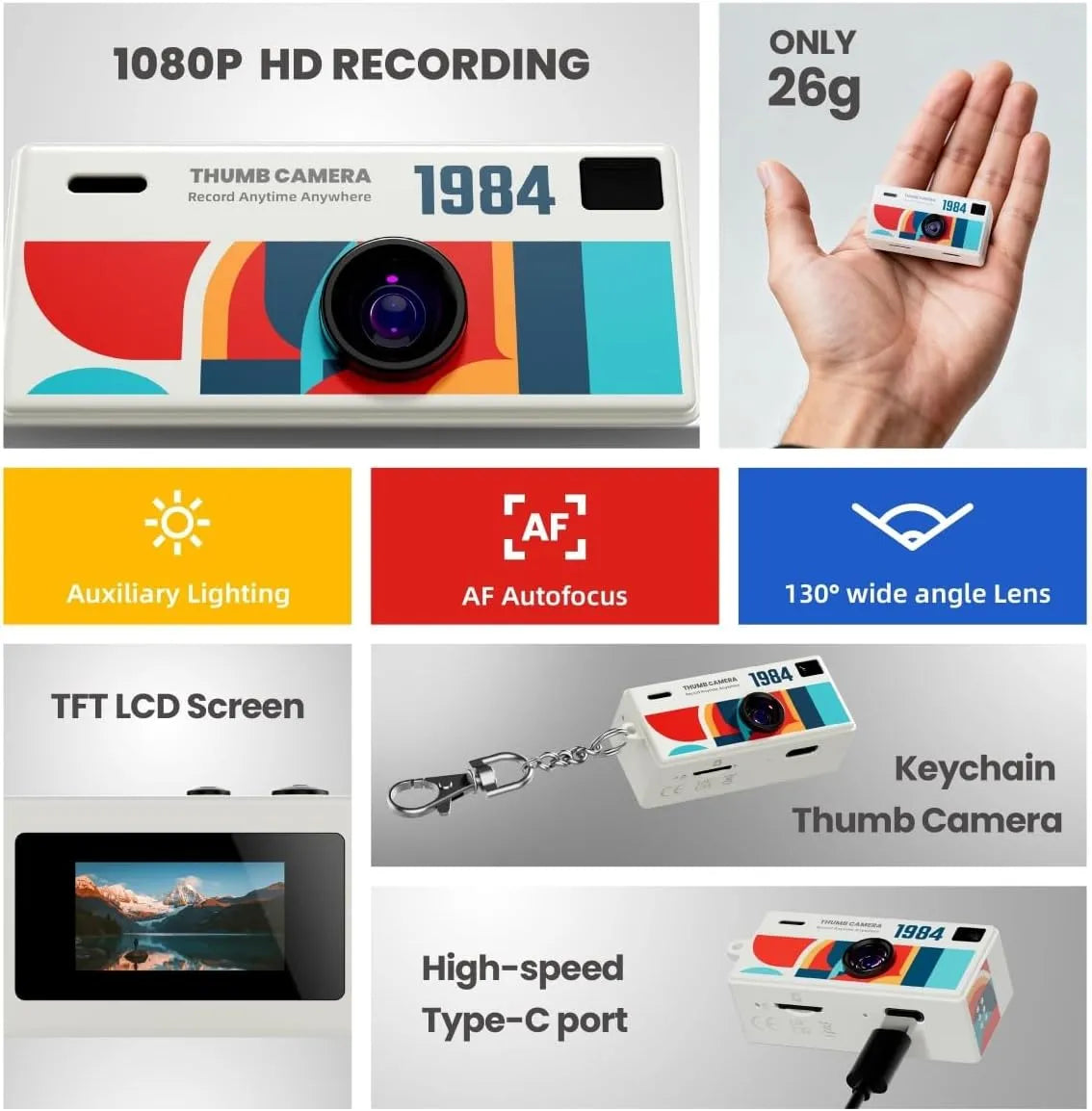 Mini Fotocamera Portatile Full HD con Schermo