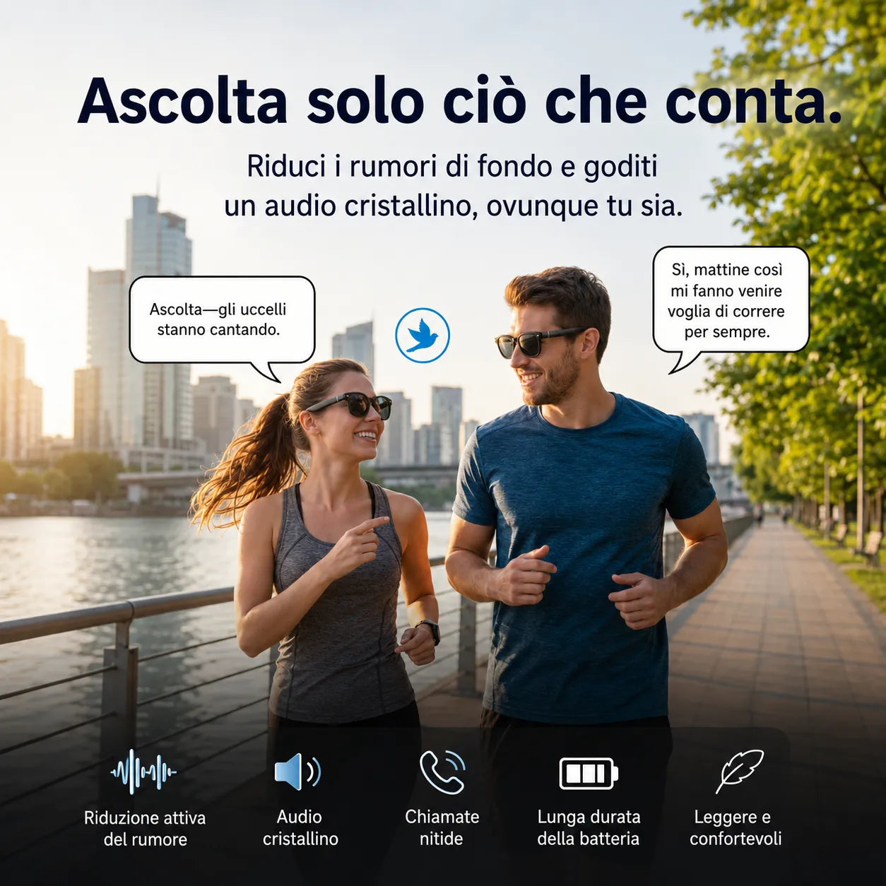Occhiali Smart AI con Telecamera HD 8MP & Bluetooth