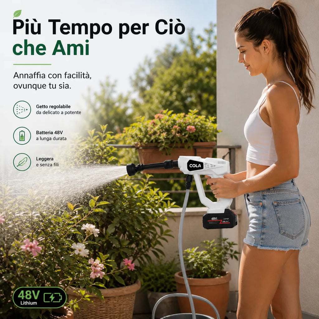Idropulitrice Pro Cordless 48V – Pistola ad Alta Pressione con Doppia Batteria