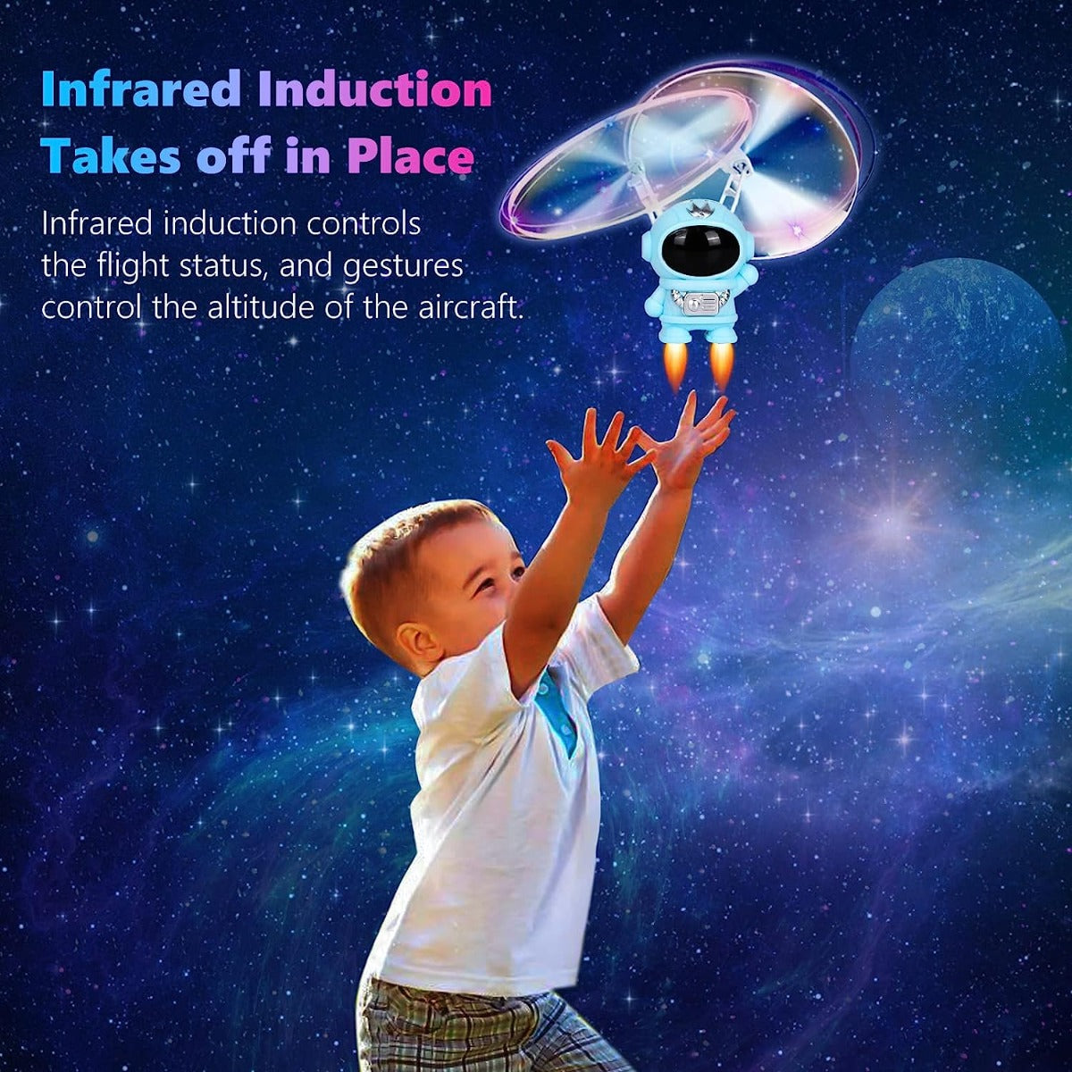 Mini Drone Astronauta Volante Smart - Sensore a Infrarossi, Luci LED e Ricarica USB