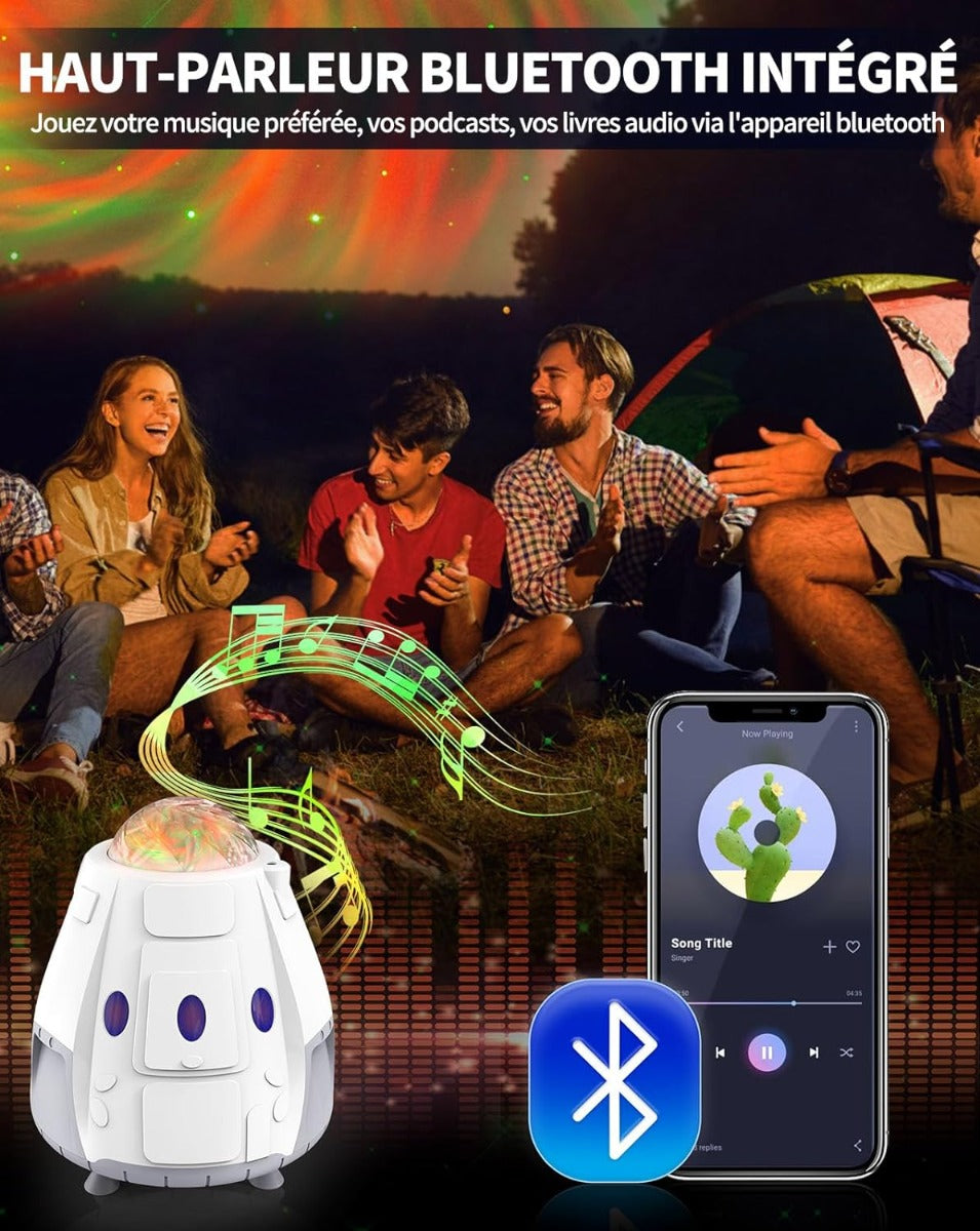 Proiettore LED Capsula Spaziale - Cielo Stellato, Cassa Bluetooth e Rumore Bianco