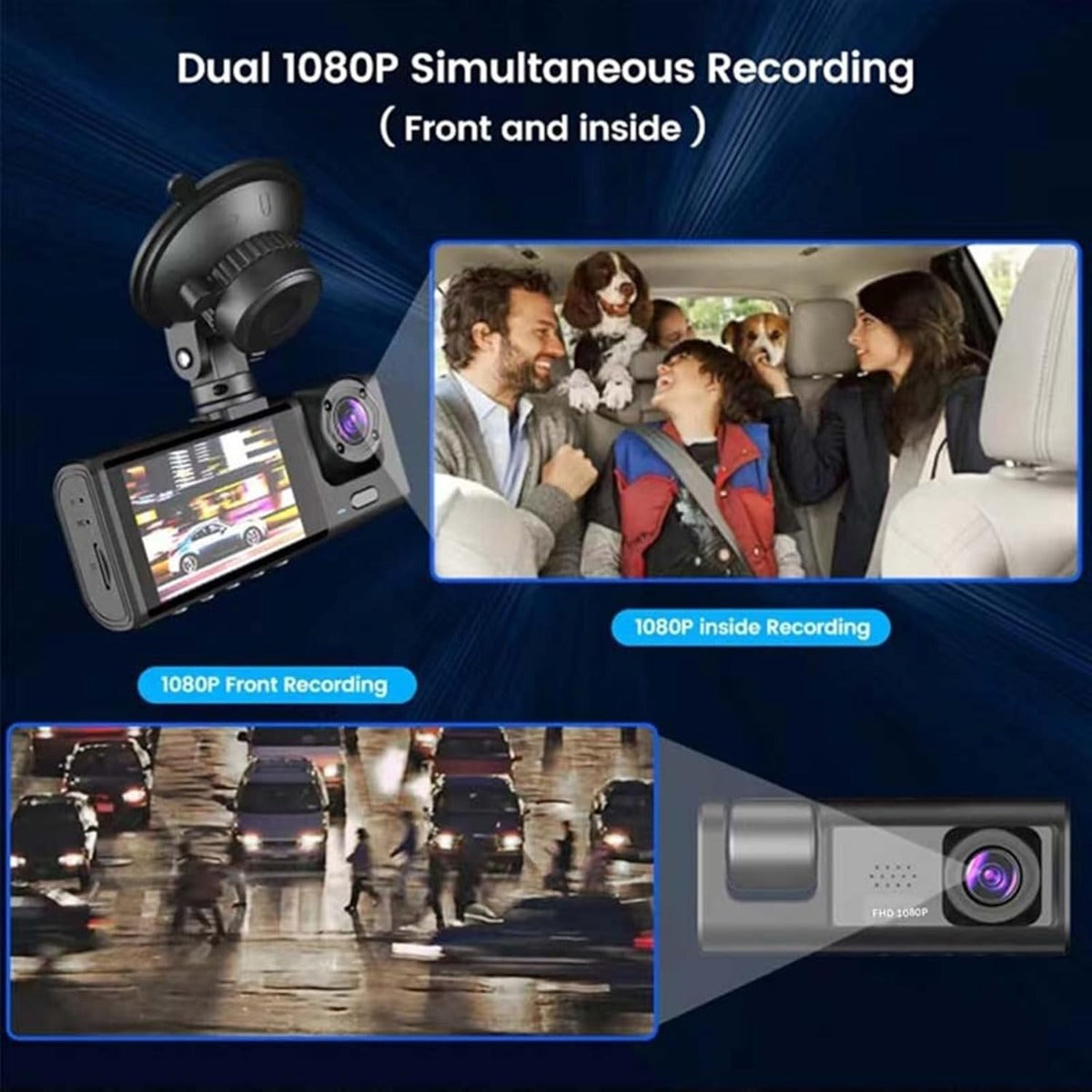Dash Cam Pro 1080P – Telecamera Auto a Triplo Obiettivo