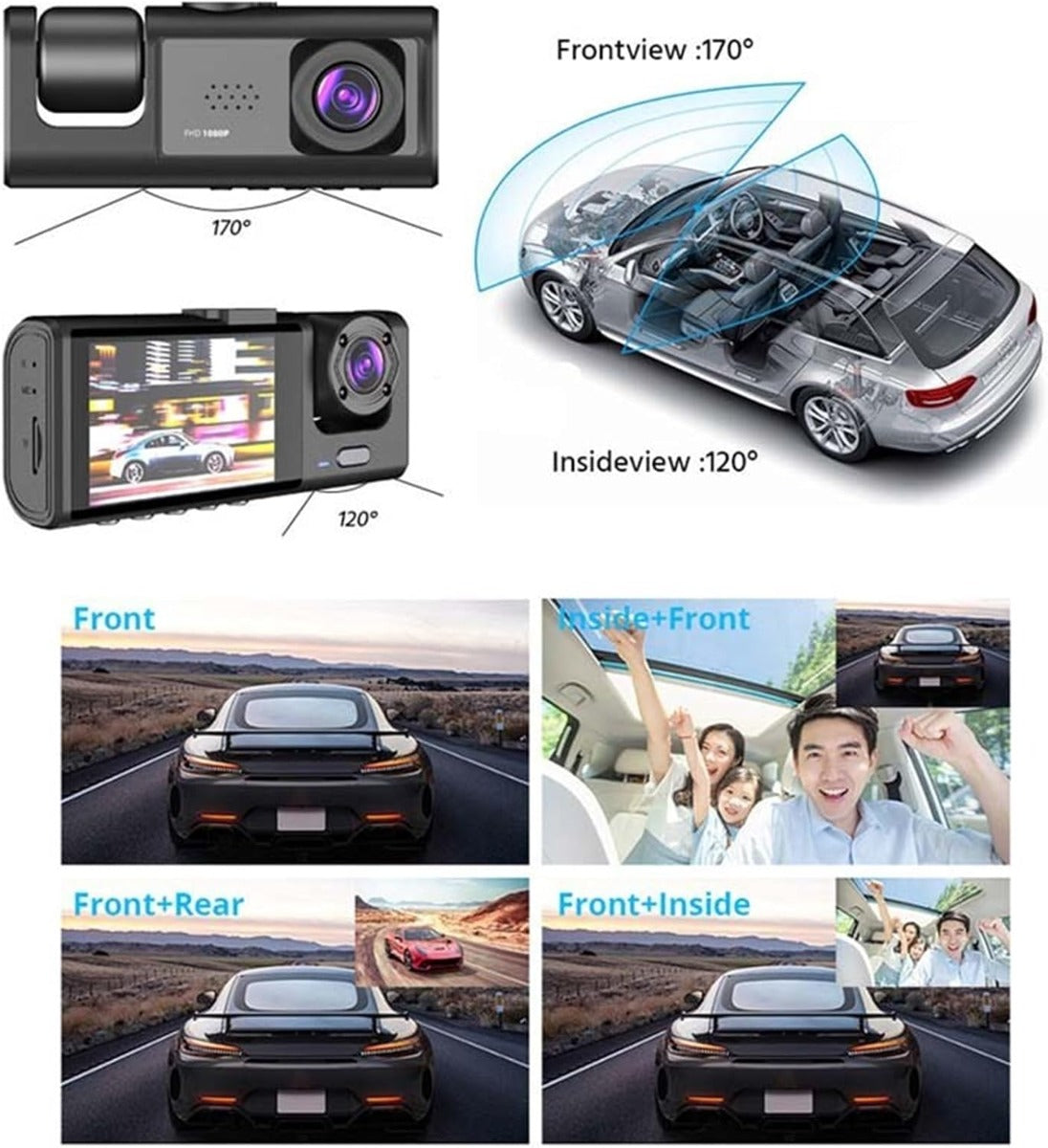 Dash Cam Pro 1080P – Telecamera Auto a Triplo Obiettivo