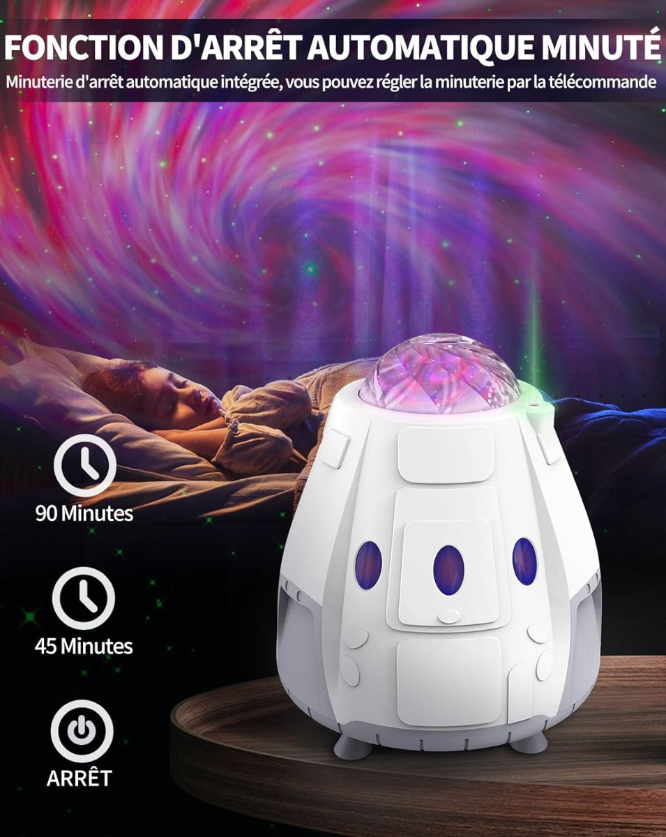 Proiettore LED Capsula Spaziale - Cielo Stellato, Cassa Bluetooth e Rumore Bianco