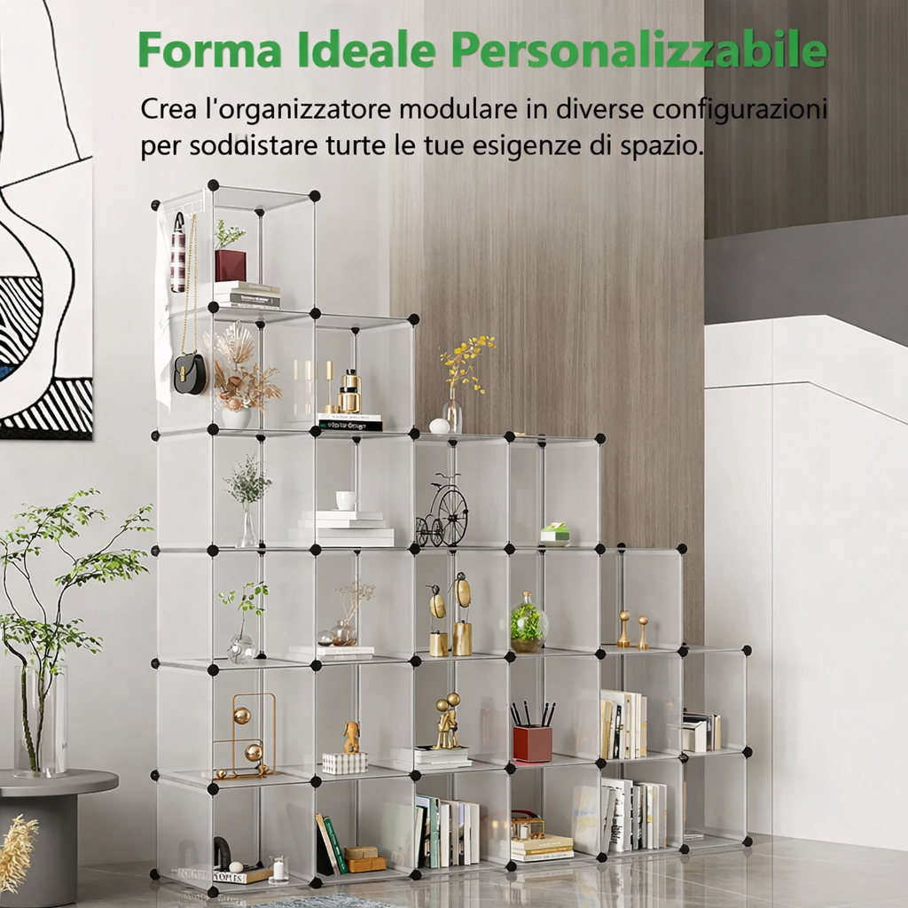 Libreria Modulare Trasparente 20 Cubi Componibile