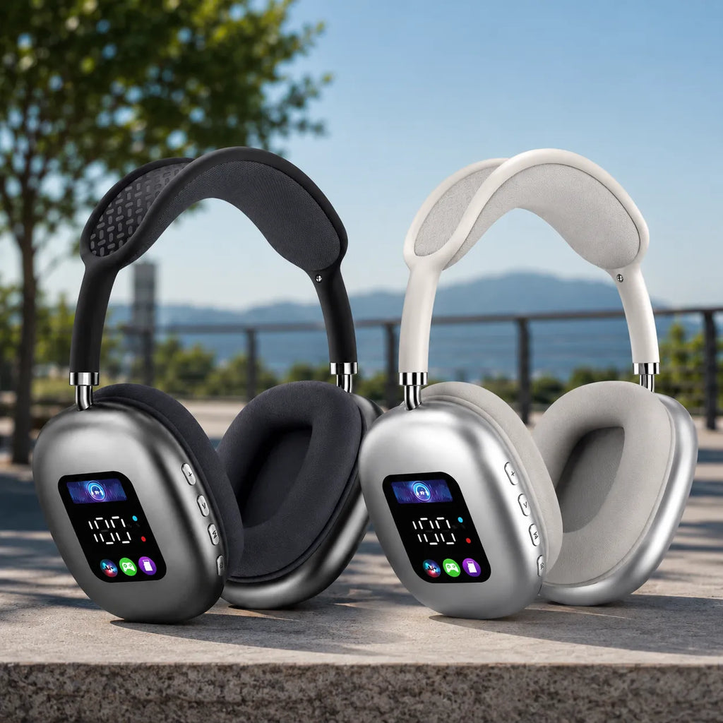 Cuffie Bluetooth Wireless 5.4 con Display Integrato – Audio Hi-Fi Stereo, Bluetooth 5.4, Microfono, Over-Ear