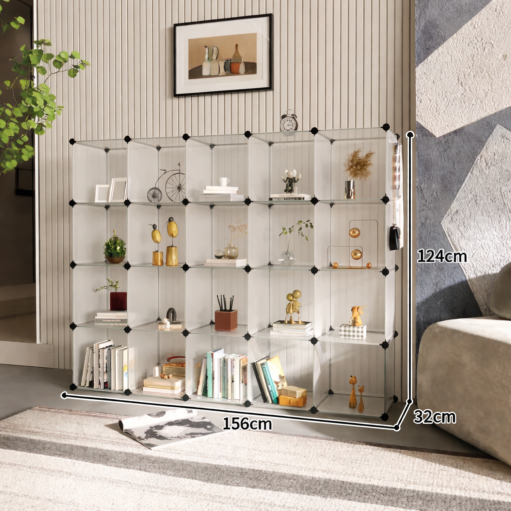 Libreria Modulare Trasparente 20 Cubi Componibile