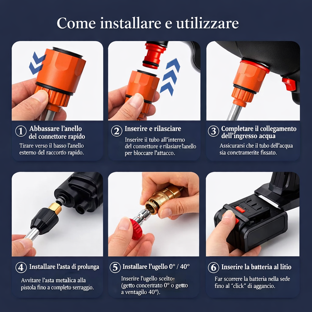 Idropulitrice Portatile 48V con Doppia Batteria