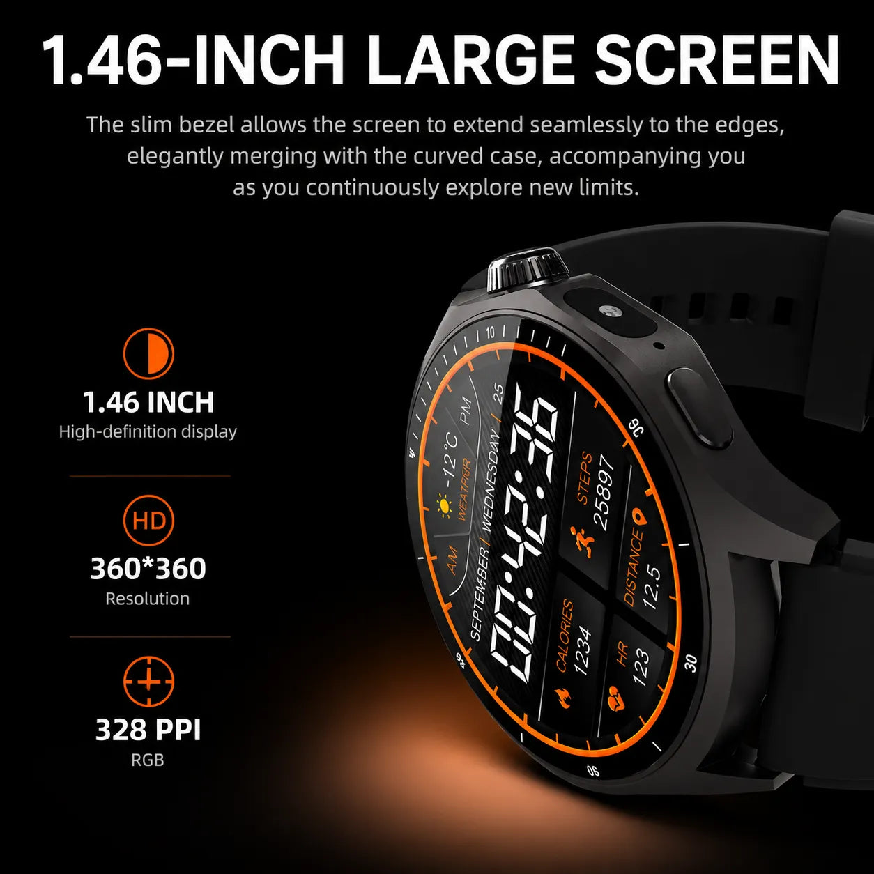 Smartwatch HW18 PRO+ 1.46" HD - Chiamate Bluetooth, Torcia LED e 3 Cinturini inclusi