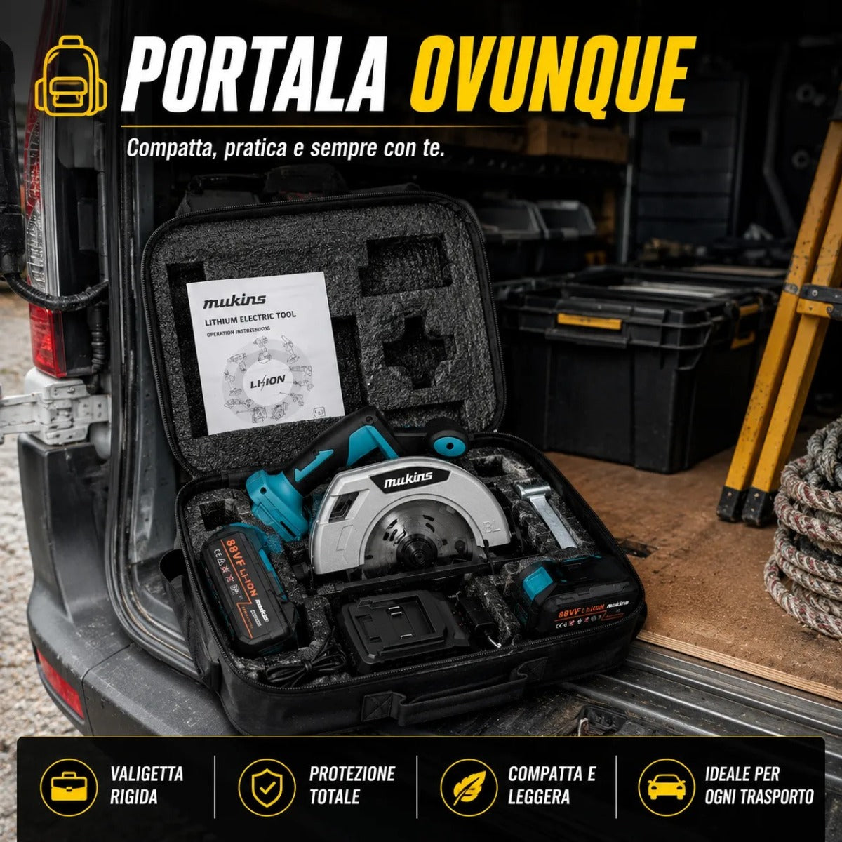 Sega Circolare Cordless 88VF – Segatrice Portatile con Doppia Batteria