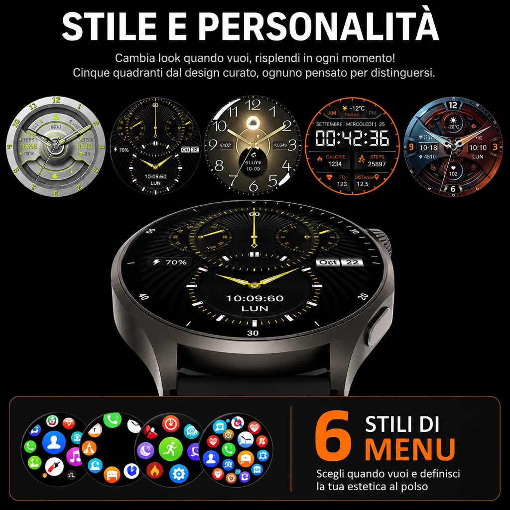 Smartwatch HW18 PRO+ 1.46" HD - Chiamate Bluetooth, Torcia LED e 3 Cinturini inclusi