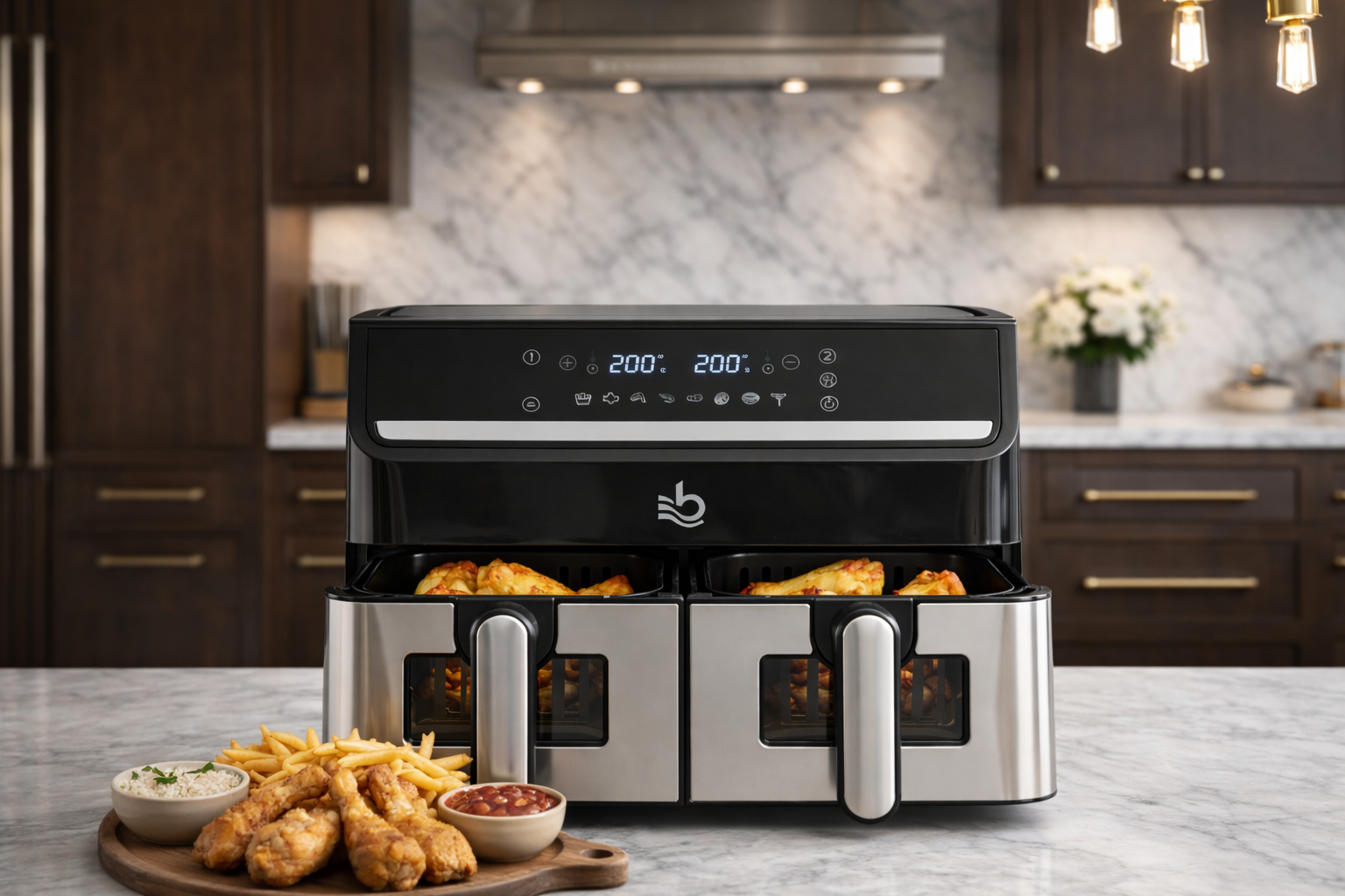 Air Fryer Dual Zone 15L – Friggitrice ad Aria a Doppio Cestello 2000W