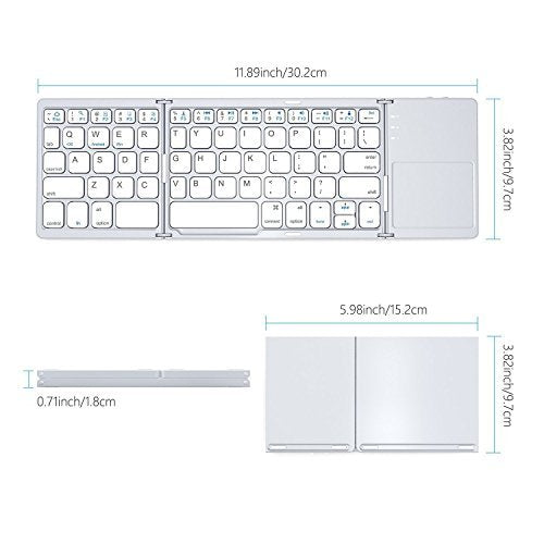 Mini Tastiera Pieghevole Wireless Bluetooth - Con Touchpad Integrato, Ultra Sottile e Portatile