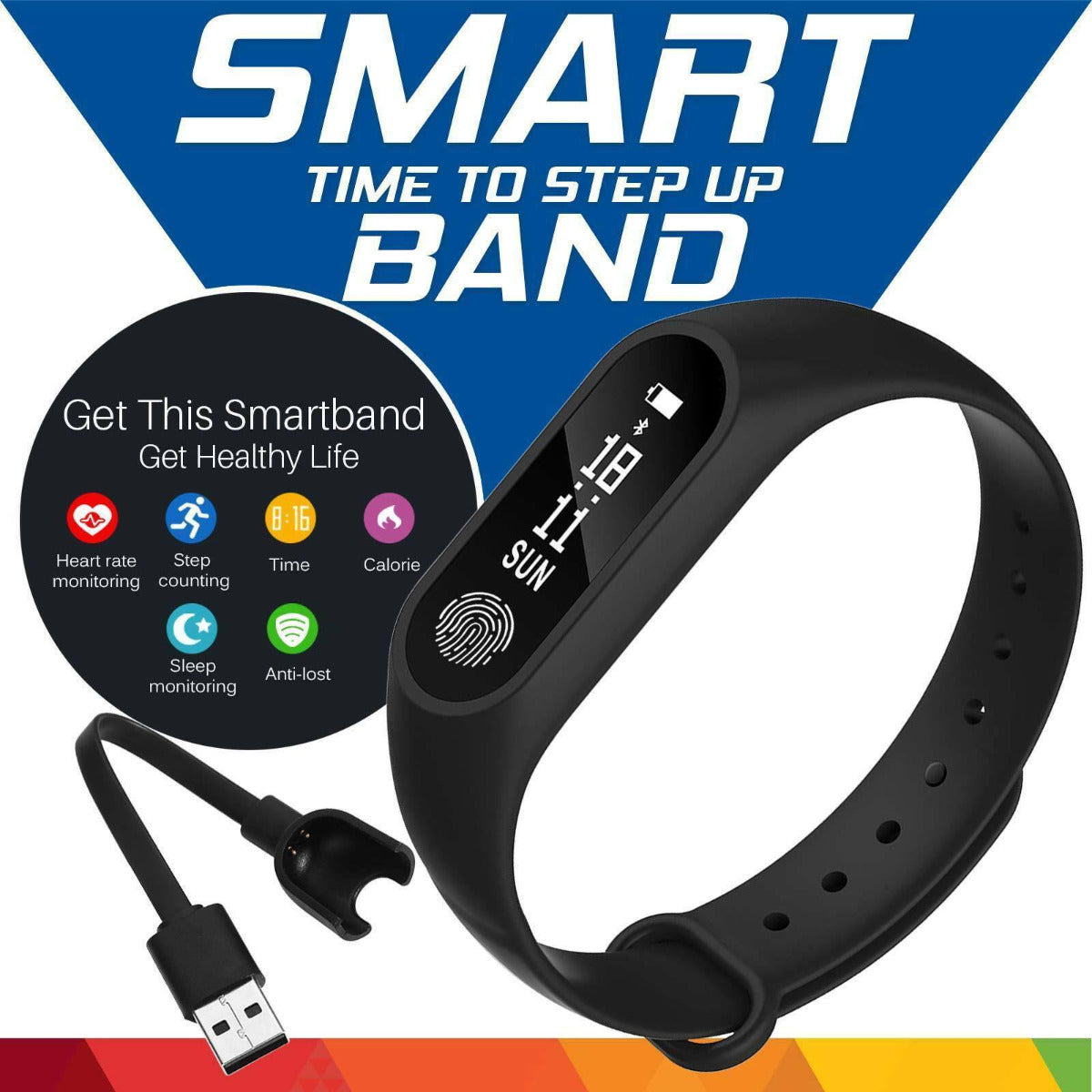 Smartband Fitness Tracker S02 - Cardiofrequenzimetro, Contapassi e Monitor del Sonno IP67