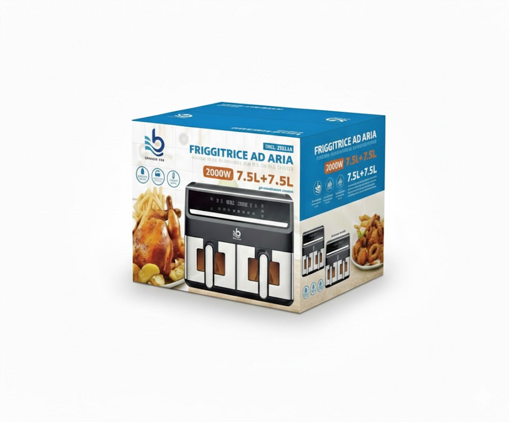 Air Fryer Dual Zone 15L – Friggitrice ad Aria a Doppio Cestello 2000W